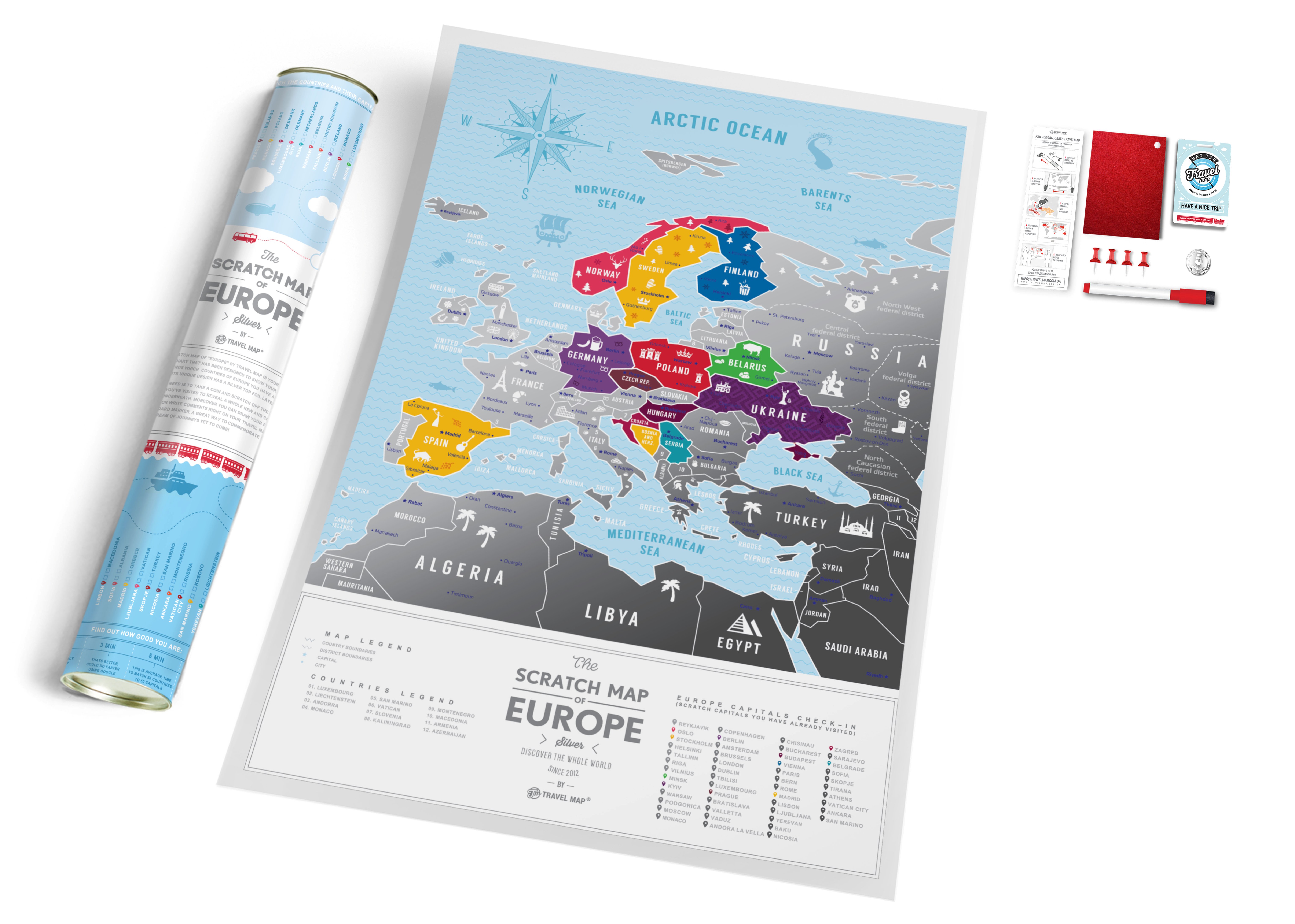 Скретч карта Travel Map Silver Europe
